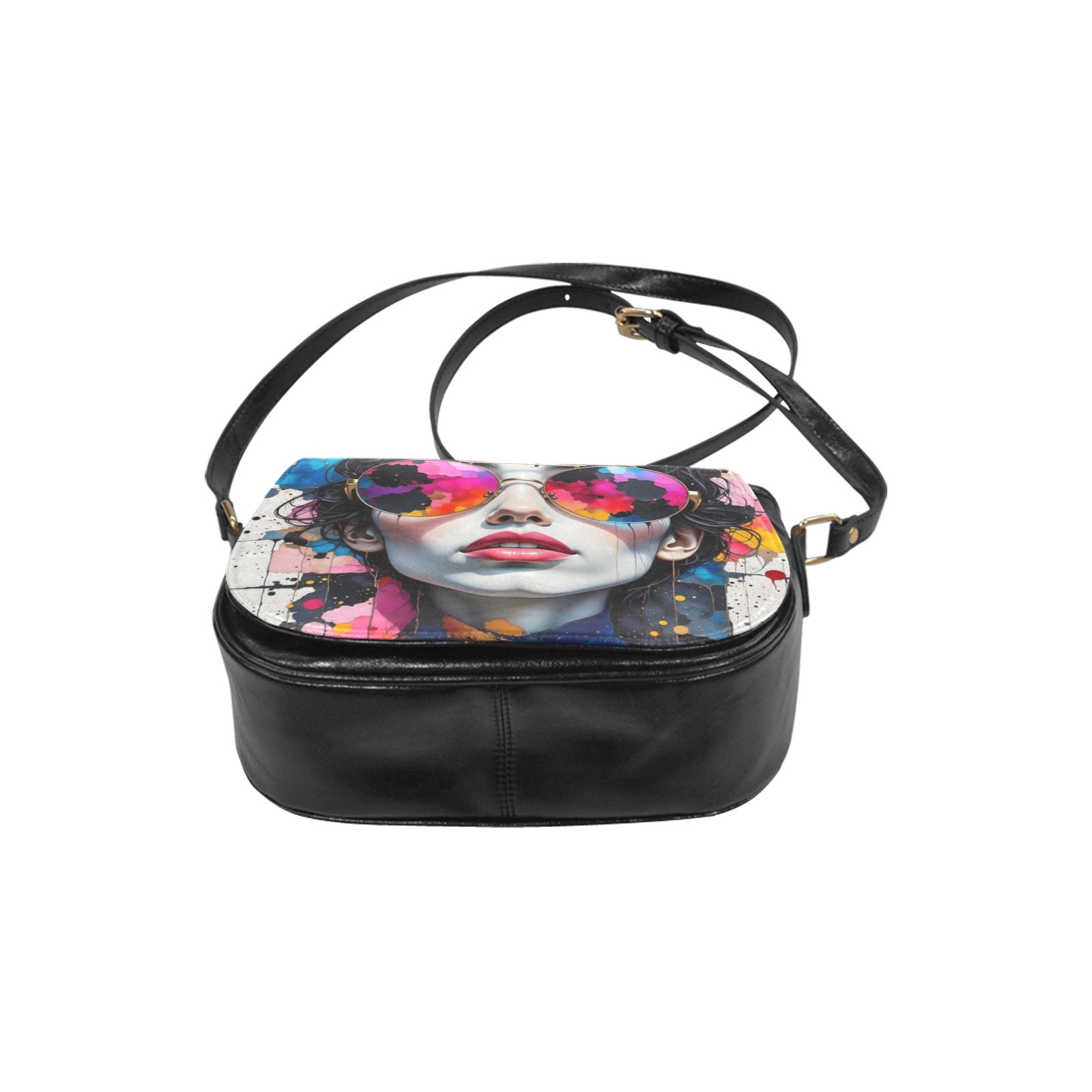 Multi Colored Glasses Classic Saddle Bag/Small