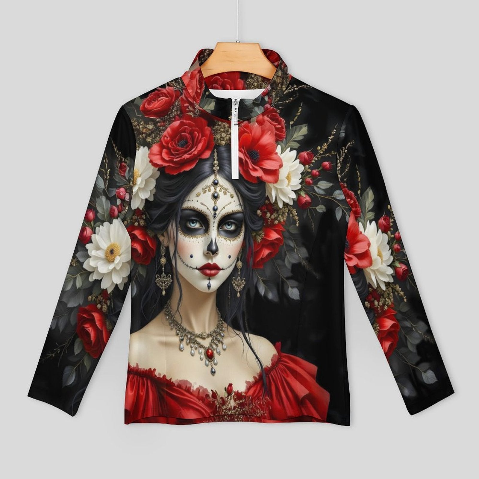 Calavera Elegance Women's Long Sleeve Yoga Shirt