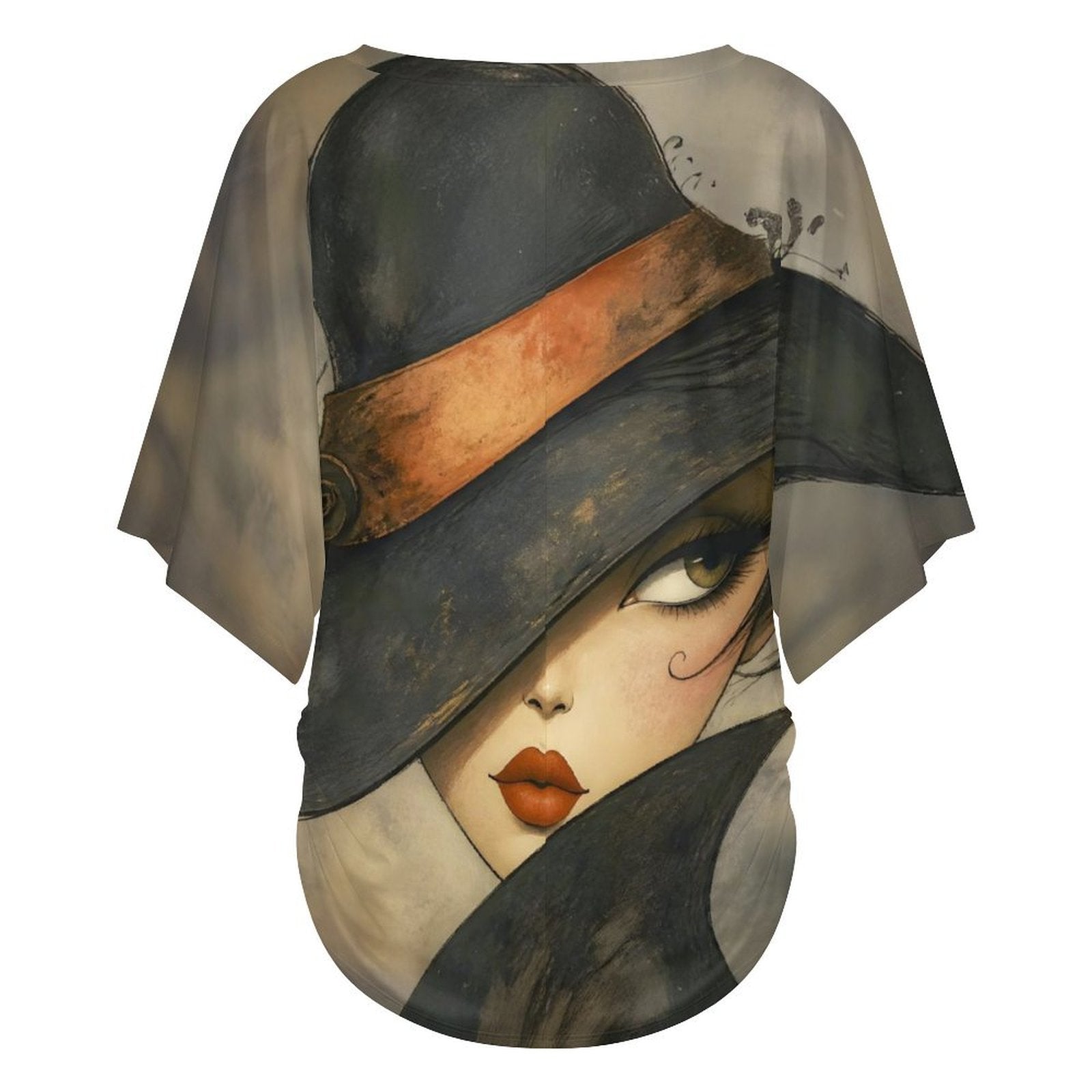 Side Eye Women's V-Neck Batwing Sleeve T-Shirt
