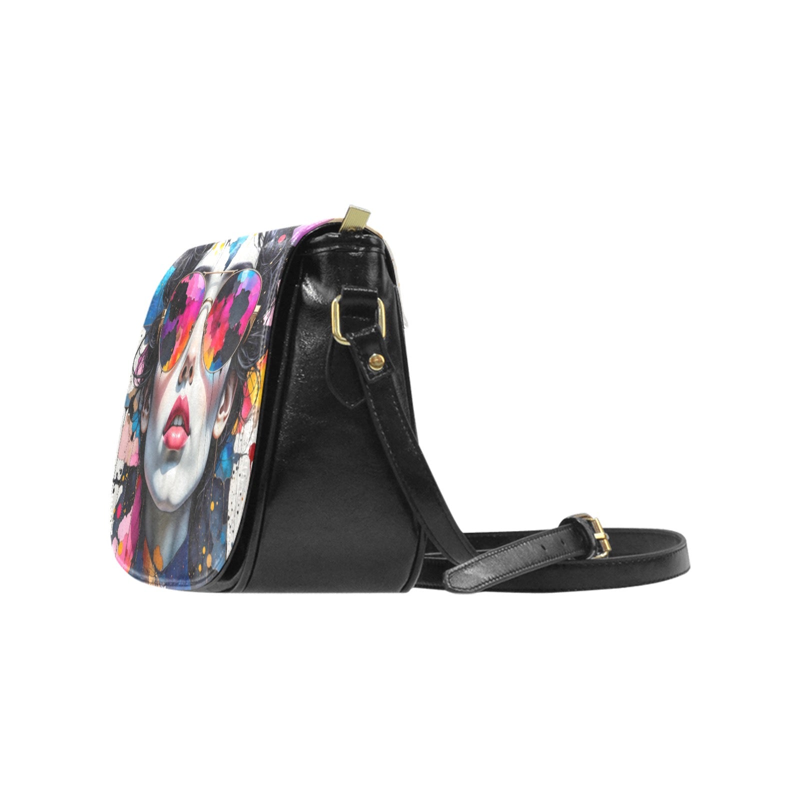 Multi Colored Glasses Classic Saddle Bag/Small