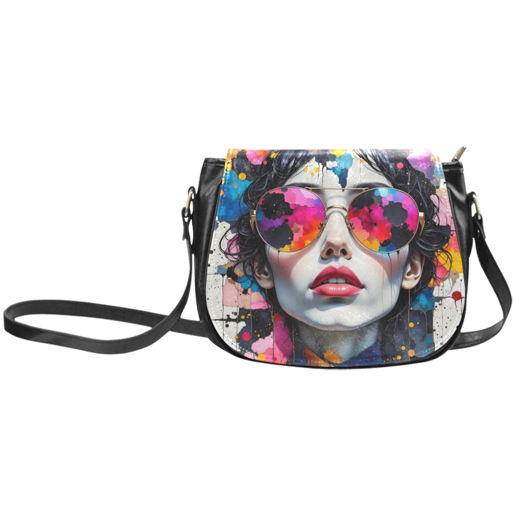 Multi Colored Glasses Classic Saddle Bag/Small