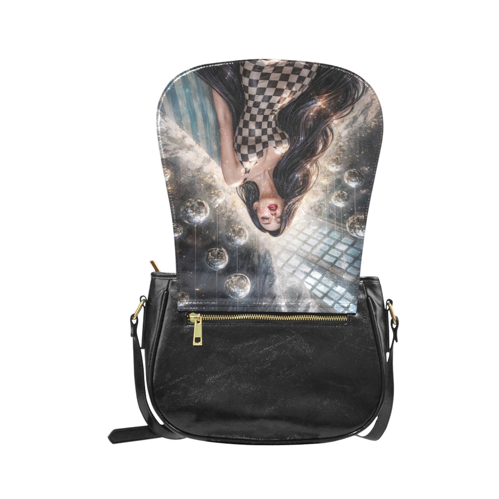 Mirror Ball Woman Classic Saddle Bag/Small (Model 1648)