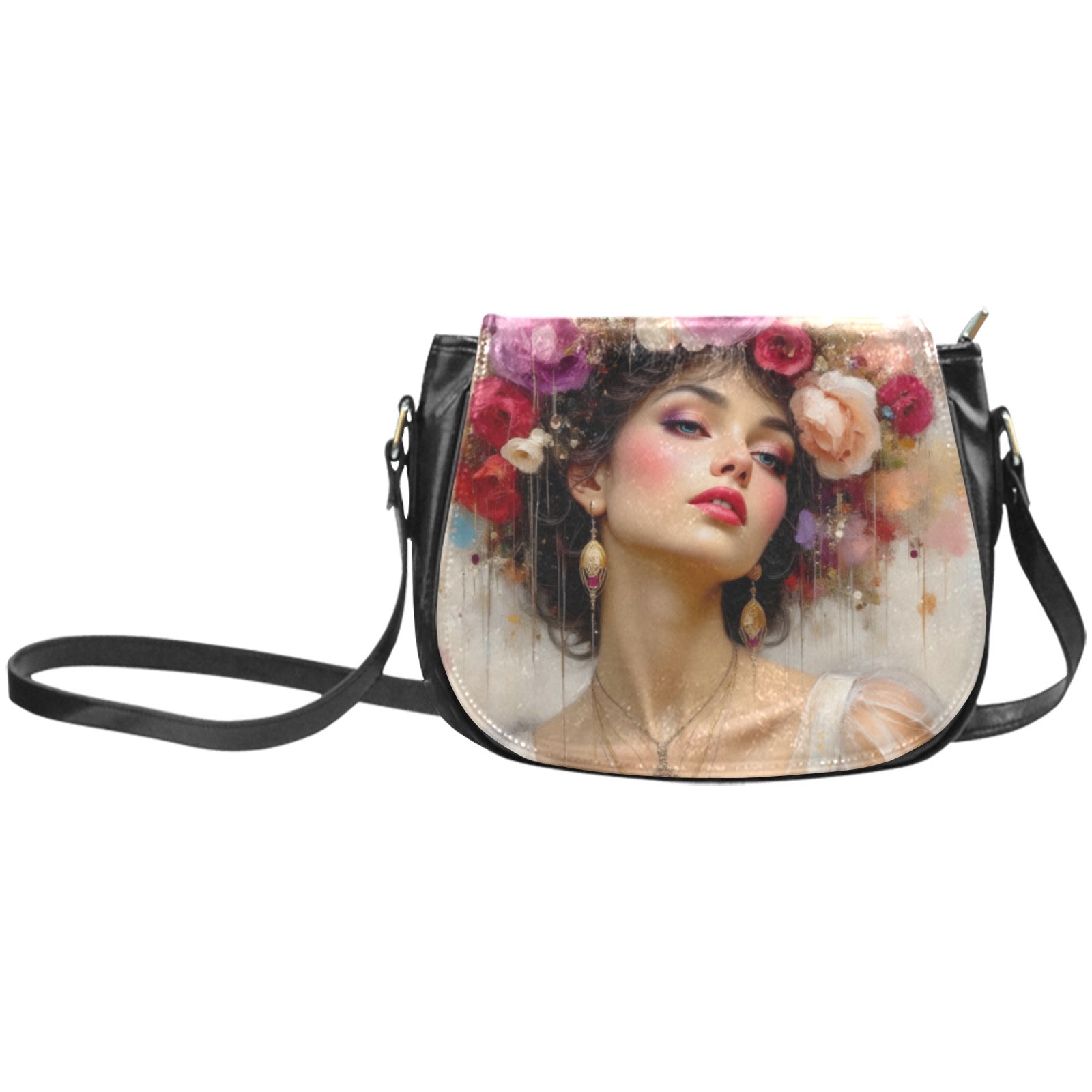 Flowers and Jewels Classic Saddle Bag/Small