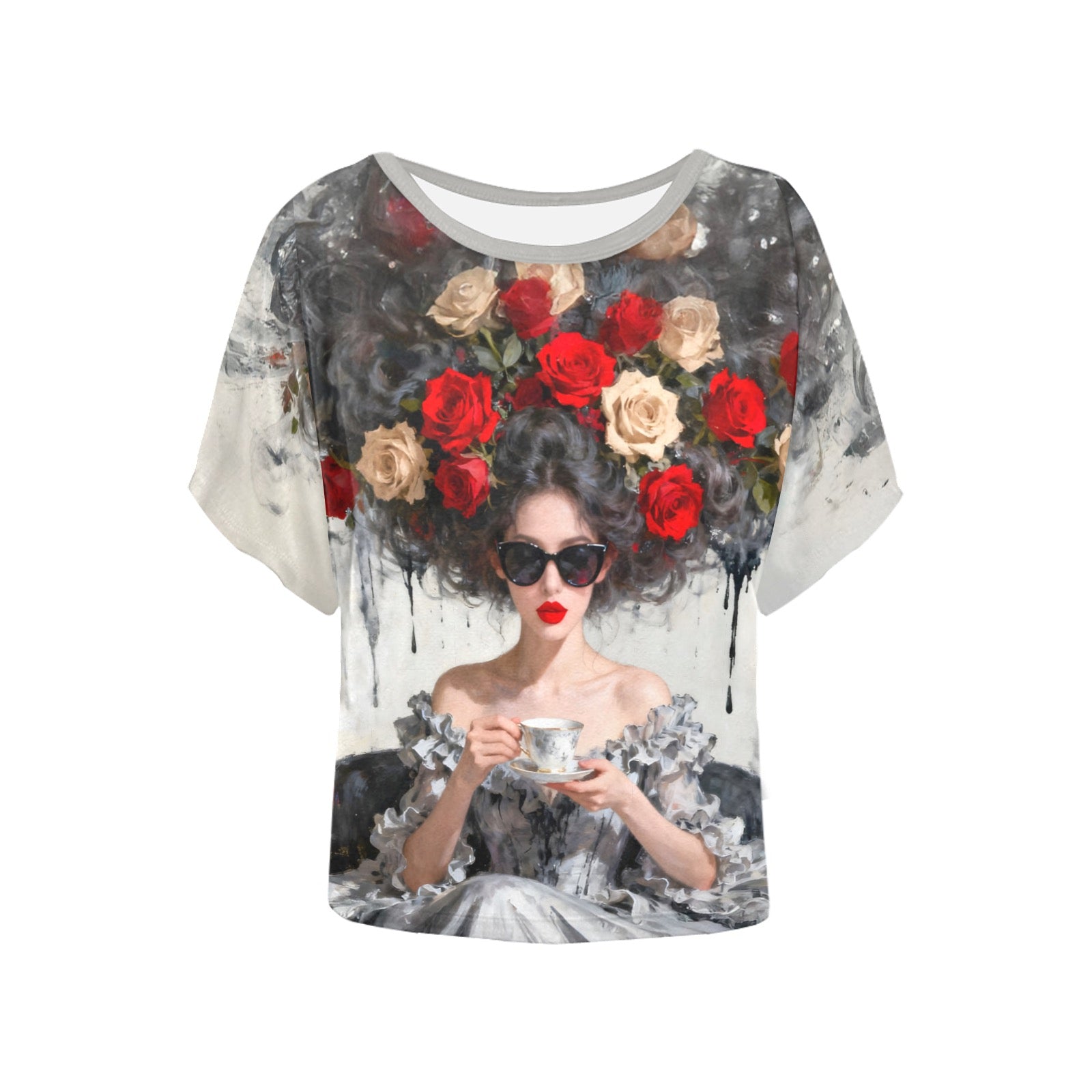 Tea and Roses Women's Batwing-Sleeved Blouse T shirt