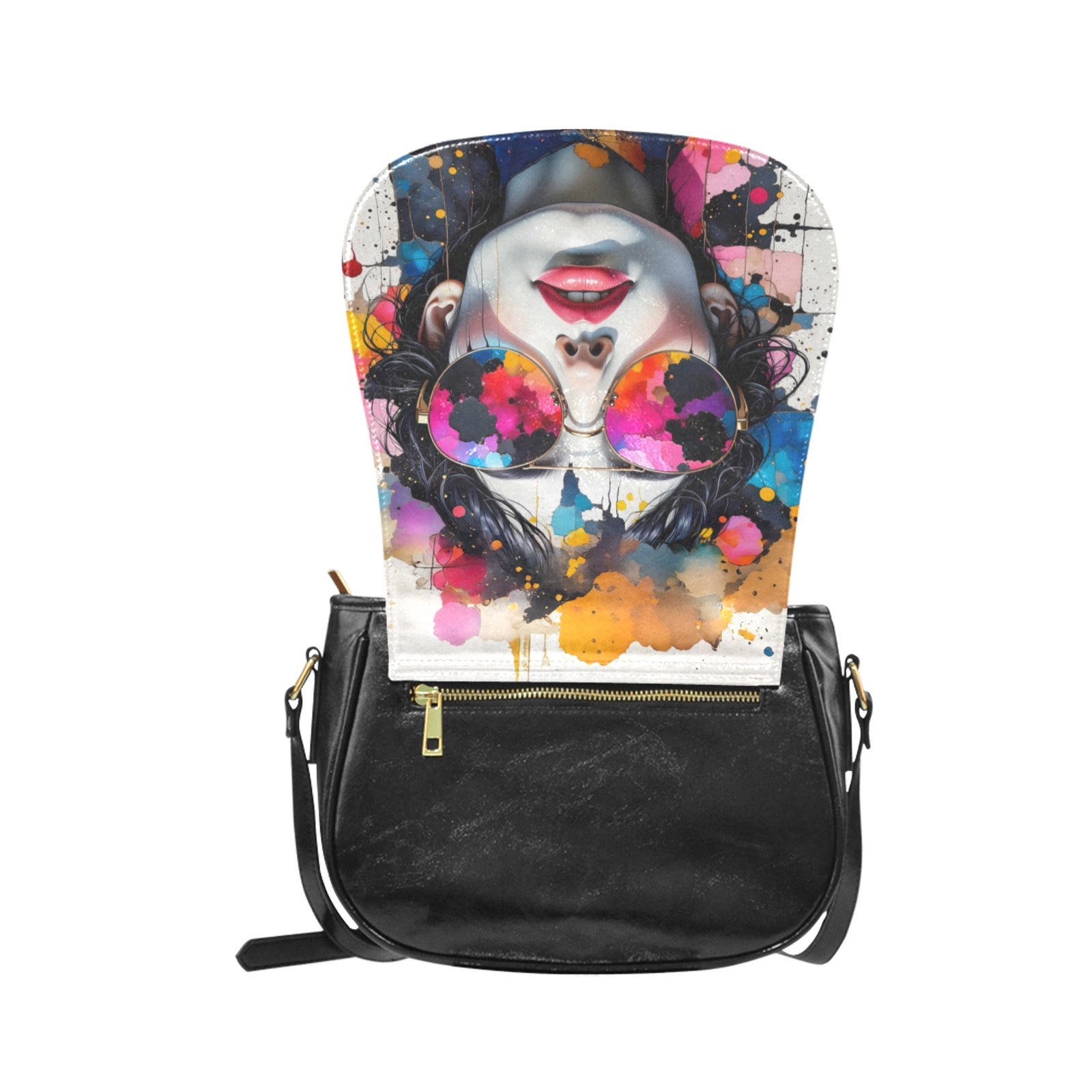 Multi Colored Glasses Classic Saddle Bag/Small