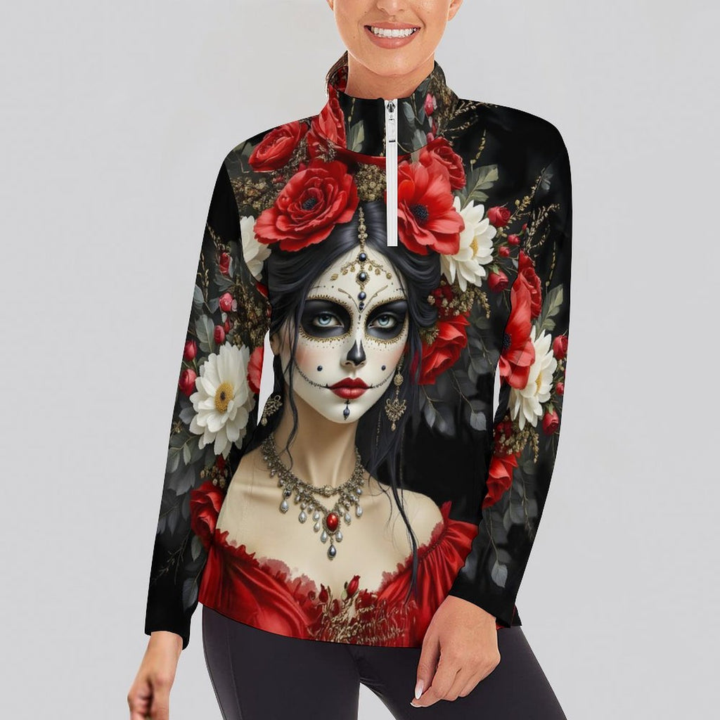Calavera Elegance Women's Long Sleeve Yoga Shirt