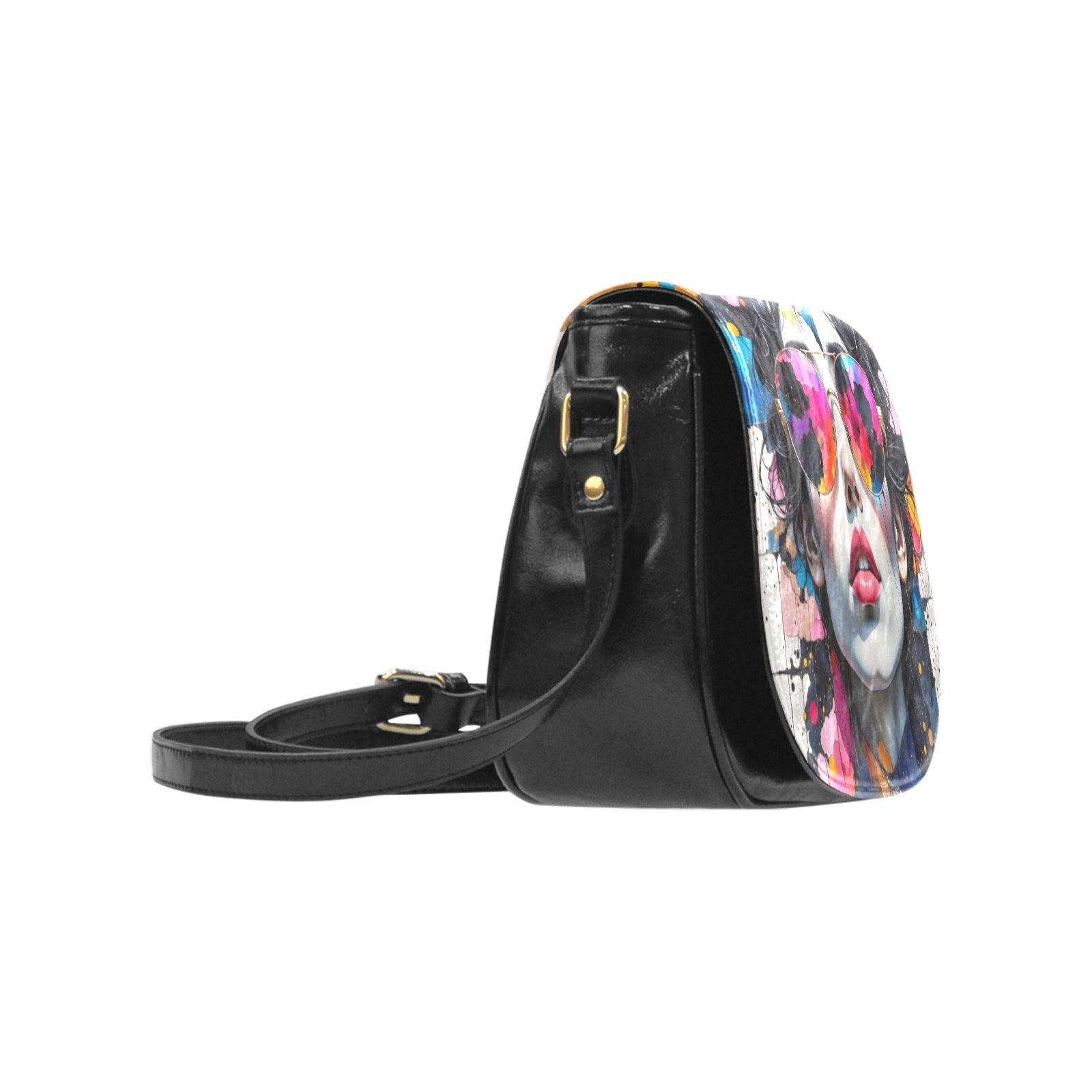 Multi Colored Glasses Classic Saddle Bag/Small
