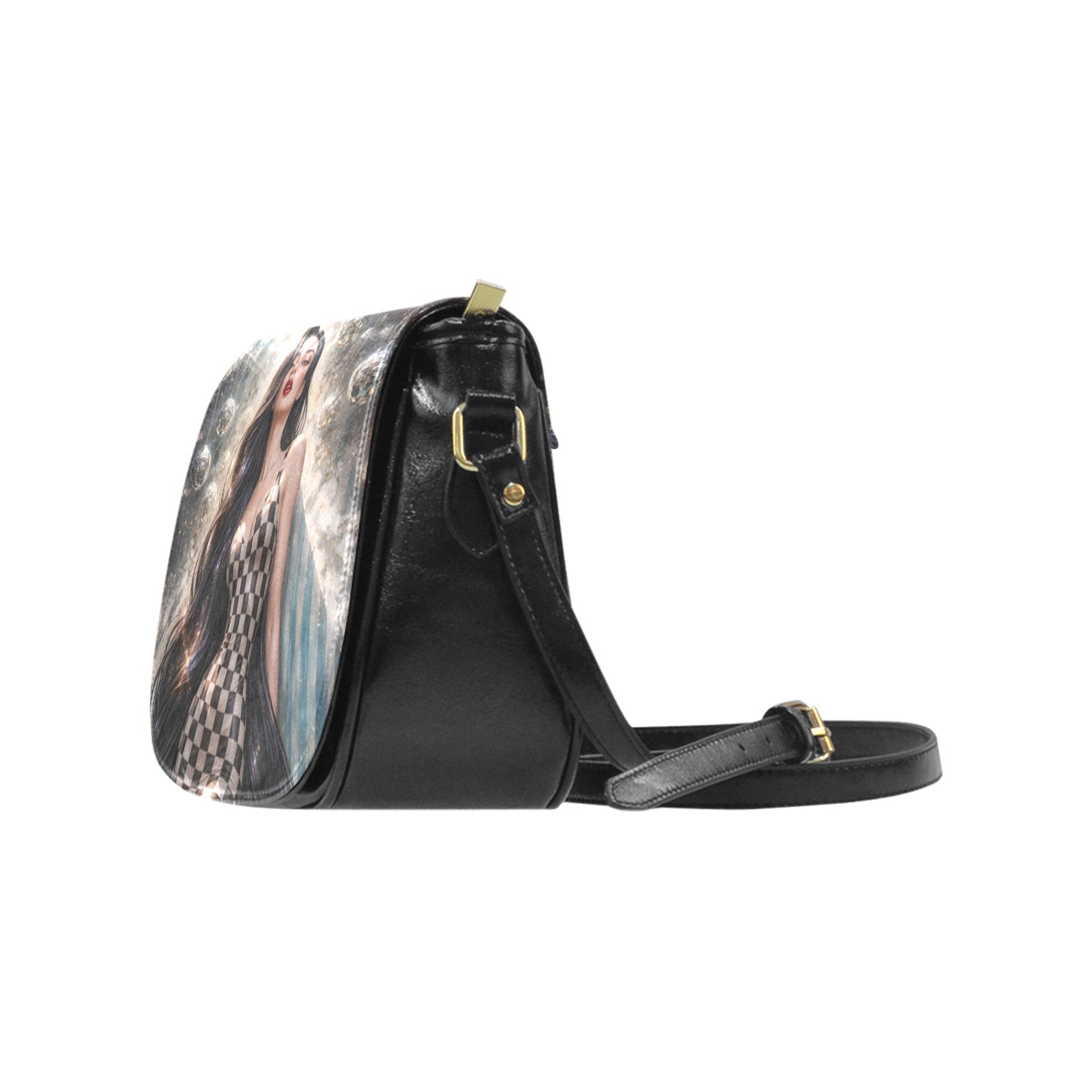 Mirror Ball Woman Classic Saddle Bag/Small (Model 1648)