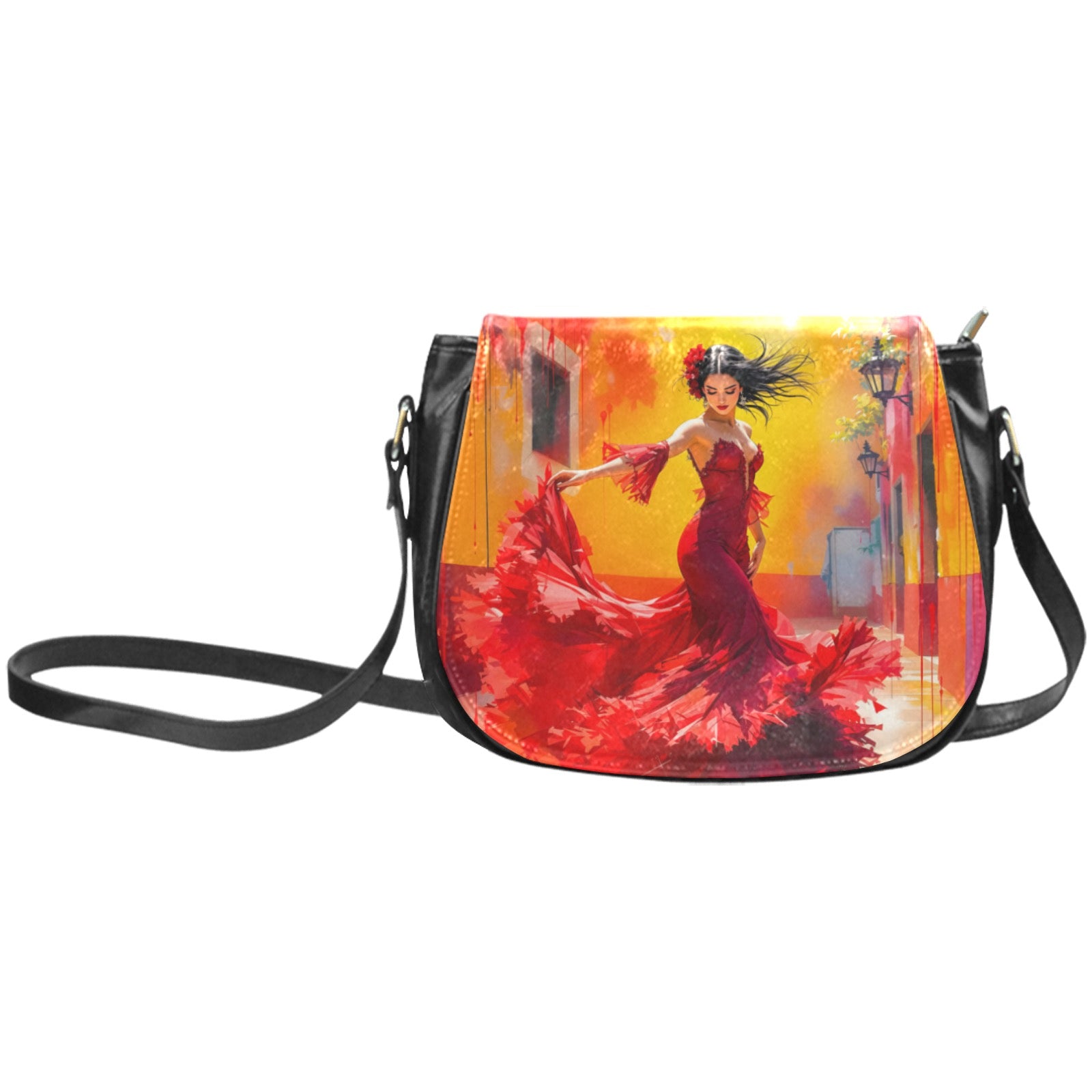 Flamenco Dancer in Red Classic Saddle Bag/Small (Model 1648)