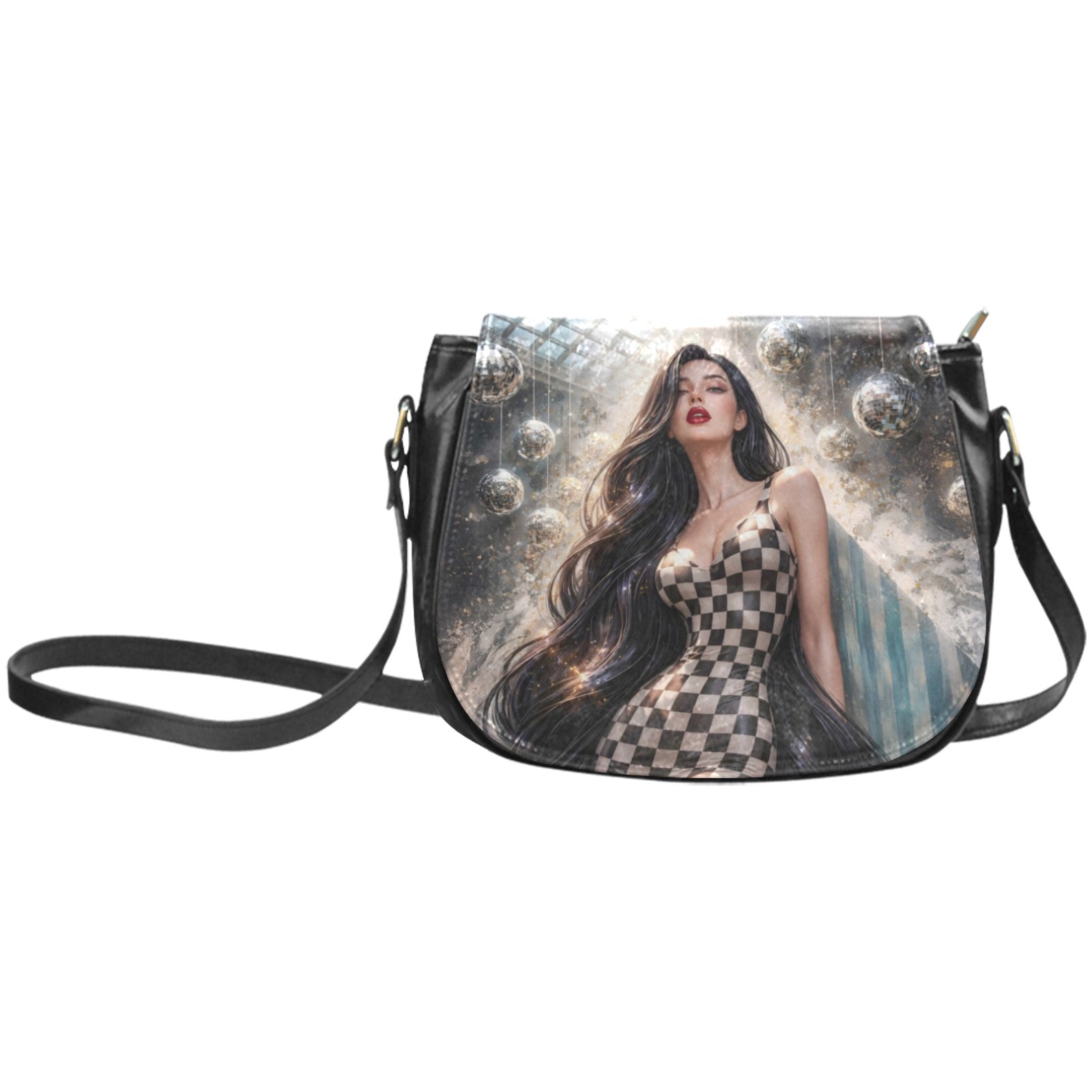 Mirror Ball Woman Classic Saddle Bag/Small (Model 1648)